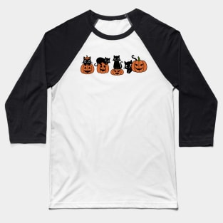 Pumpkins Cute Black Cats Funny Halloween Party Costume Baseball T-Shirt